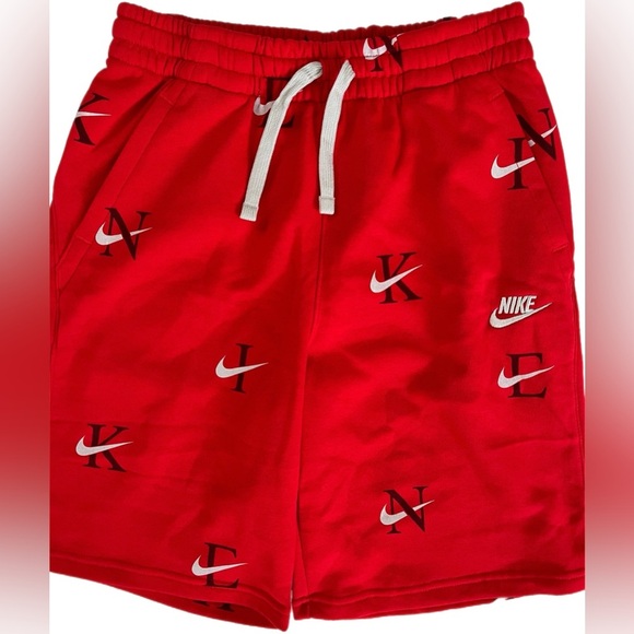 Nike Shorts Youth XL Mens XS-S Fleece Sweat Knit Nike Swoosh Logo Print Athletic - Picture 7 of 9